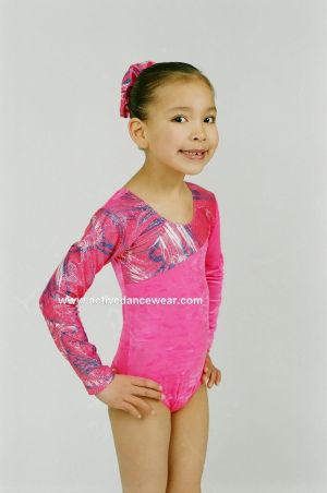 Swansea Long Sleeve Velour and Hologram Gymnastic Leotard Swansea Long Sleeve Velour and Hologram Gymnastic Leotard